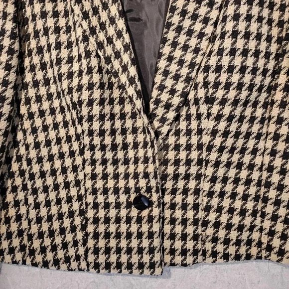 Lily Morgan NWOT Women's Black and Tan Houndstooth Long Sleeve Blazer Size Large - Picture 4 of 9